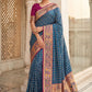 Royal Blue Banarasi Silk Saree with Meenakari Paithani Pallu and Magenta Blouse