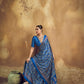 Royal Blue Printed Silk Saree with Ajrakh-Inspired Traditional Motifs
