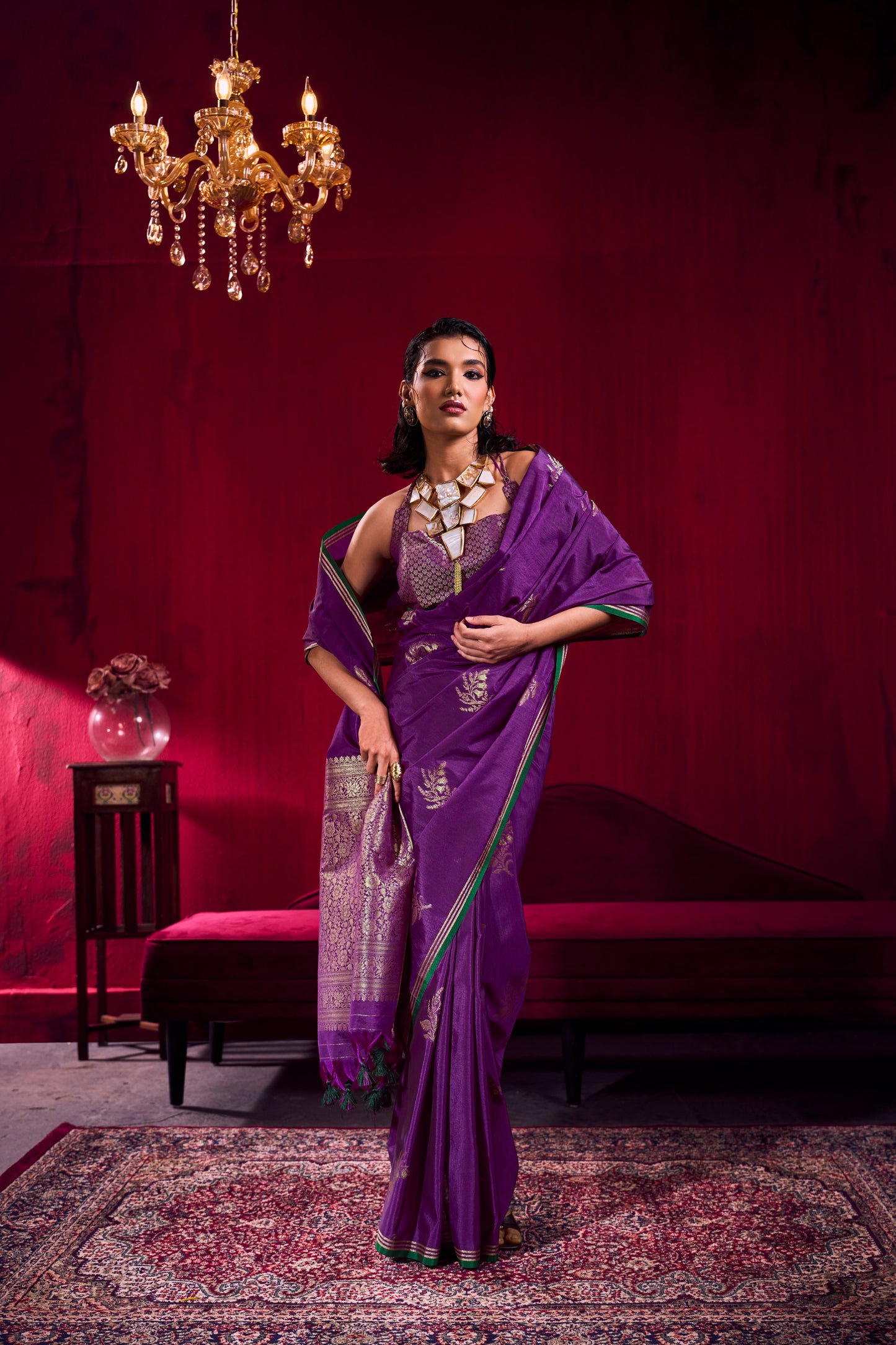 Royal Purple Banarasi Silk Saree for Women with Rich Zari Weaving