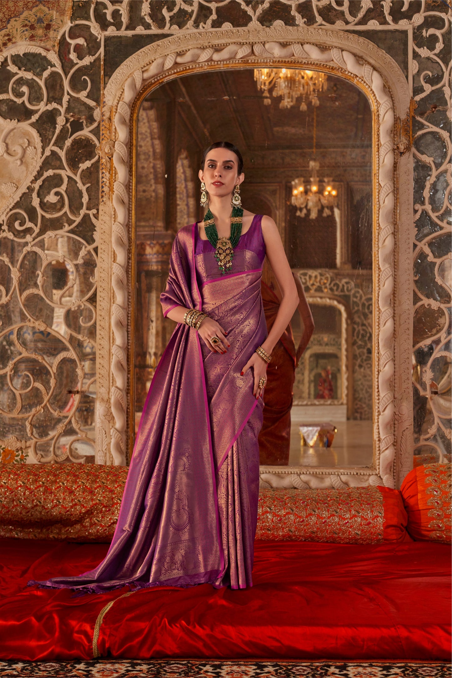 Royal Purple Kanjivaram Silk Saree with Rich Gold Zari Weaving