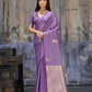 Royal Violet Katan Silk Saree with Antique Zari Border and Tiger Buttas