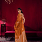 Rust Orange Linen Silk Saree for Women with Elegant Woven Border