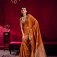 Rust Orange Linen Silk Saree for Women with Elegant Woven Border