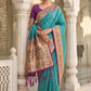 Turquoise Blue Banarasi Silk Saree with Meenakari Paithani Pallu and Magenta Blouse