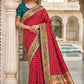Wedding Red Banarasi Silk Saree with Meenakari Paithani Pallu and Rama Green Blouse
