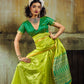 Women’s Lime Green Soft Silk Saree with Rich Woven Pallu